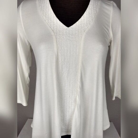 Adrianna Papell Sharkbite Hem 3/4 Sleeve Top S - Picture 4 of 10